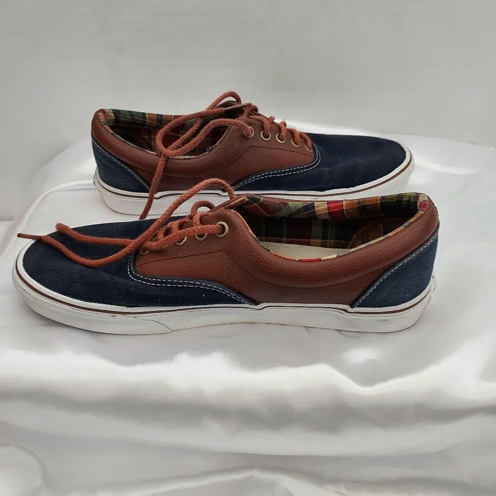 Vans Blue Unisex Canvas & Leather Lace Up Casual Sneakers Men 9.5/Women 11